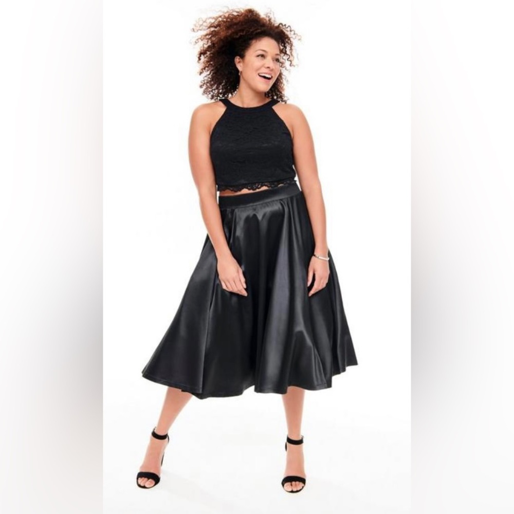 Black Lace & Satin 2-piece Dress